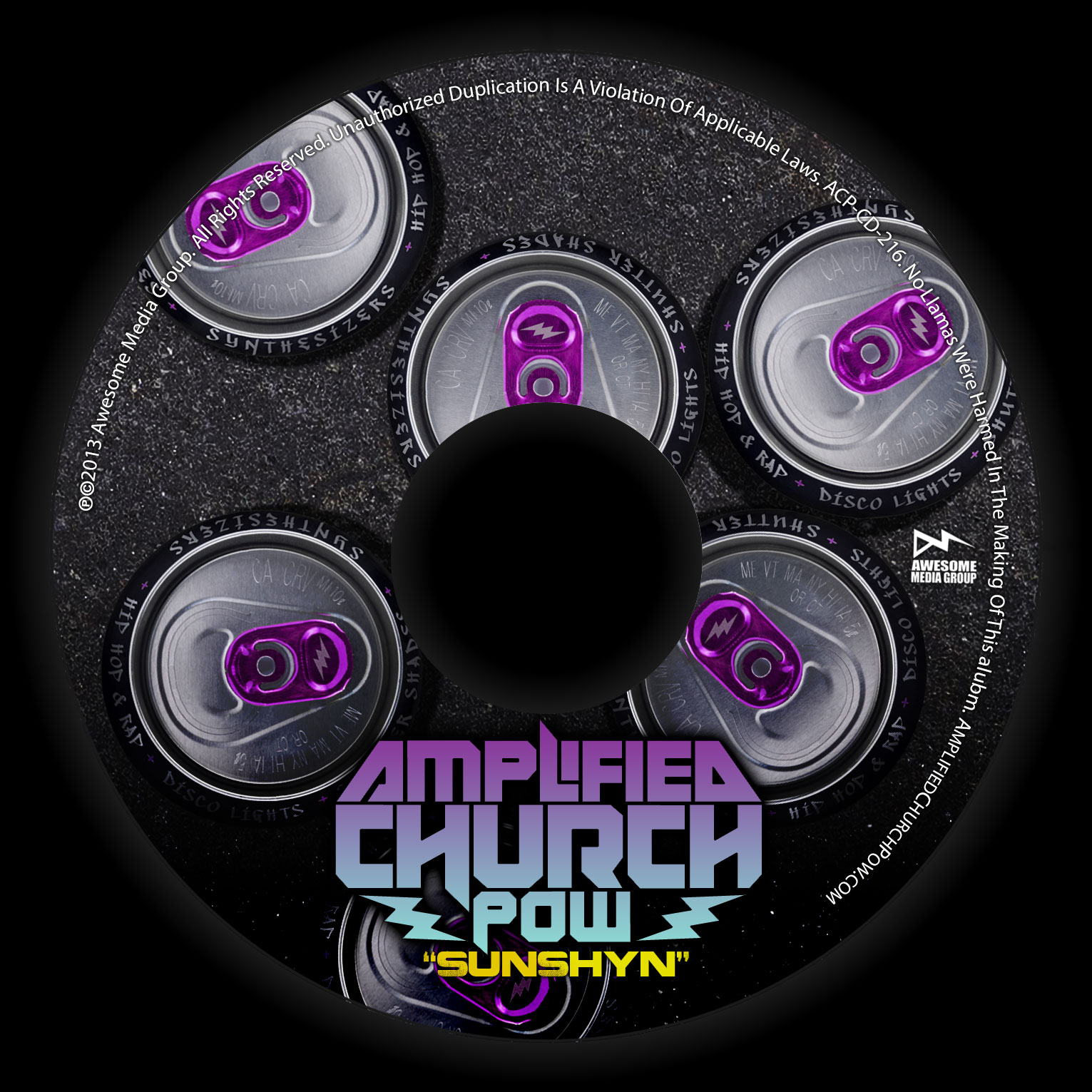 Amplified Church Pow “SunShyn” CD label artwork design